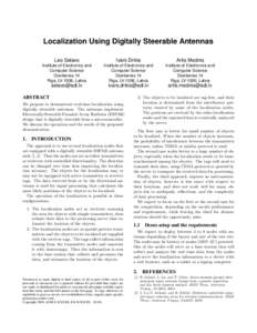 Localization Using Digitally Steerable Antennas Leo Selavo Ivars Drikis  Artis Mednis