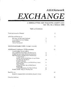 ASIANetwork  EXCHANGE A NEWSLETTER FOR TEACHING ABOUT ASIA Vol. VII, No. 2 Winter 1999