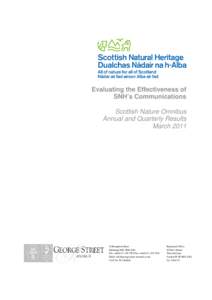 Evaluating the Effectiveness of SNH’s Communications Scottish Nature Omnibus Annual and Quarterly Results March 2011