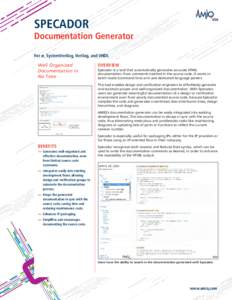 SPECADOR  Documentation Generator For e, SystemVerilog, Verilog, and VHDL Well Organized Documentation in