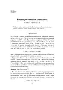 Inside Out II MSRI Publications Volume 60, 2012 Inverse problems for connections GABRIEL P. PATERNAIN