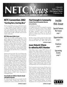 NETCNews  A Quarterly Publication of the New England Theater Conference, Inc.