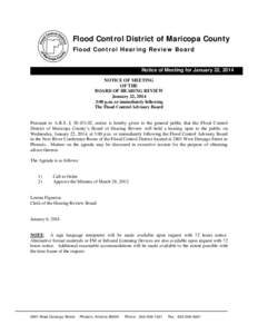 Notice & Agenda for FCD Board of Hearing Meeting (Jan. 22, 2014)
