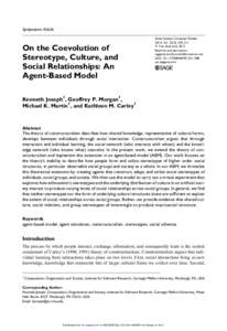 Symposium Article  On the Coevolution of Stereotype, Culture, and Social Relationships: An Agent-Based Model