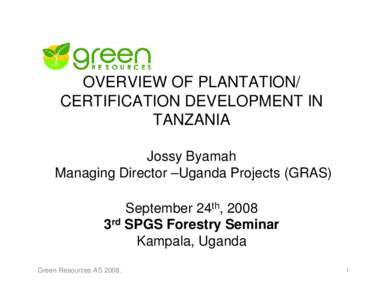 Introduction to Green Resources carbon offset activities