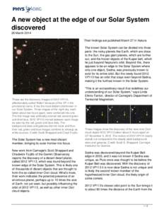 A new object at the edge of our Solar System discovered