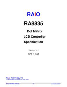 RAiO RA8835 Dot Matrix LCD Controller Specification Version 1.2