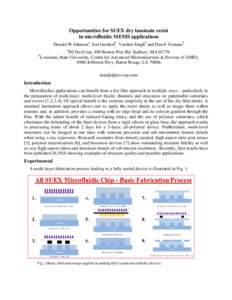 Opportunities for SUEX dry laminate resist in microfluidic MEMS applications Donald W Johnsona, Jost Goettertb, Varshni Singhb and Dawit Yemaneb a  b