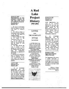 A Red Lake Project History Index Sub-Title
