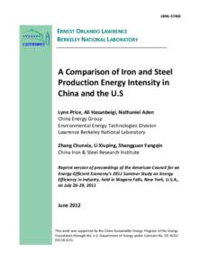 LBNL-5746E  ERNEST ORLANDO LAWRENCE BERKELEY NATIONAL LABORATORY  A Comparison of Iron and Steel