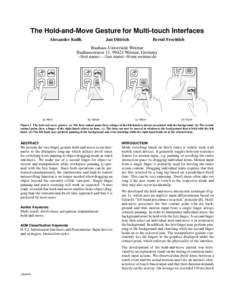 The Hold-and-Move Gesture for Multi-touch Interfaces Alexander Kulik Jan Dittrich  Bernd Froehlich