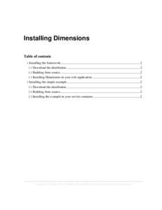 Installing Dimensions Table of contents 1 2