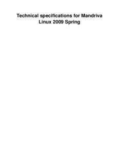 Technical specifications for Mandriva Linux 2009 Spring