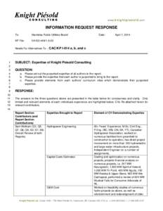 www.k n i g h t p i e s o l d .com  INFORMATION REQUEST RESPONSE To:  Manitoba Public Utilities Board