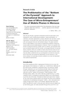 The Problematics of the “Bottom of the Pyramid” Approach to International Development  ILAHIANE, SHERRY Research Article