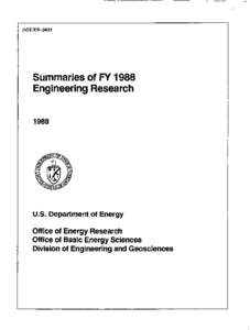 DOE/E R[removed]Summaries of FY 1988 Engineering Research 1988