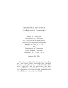 Infinitesimal Methods in Mathematical Economics Robert M. Anderson1 Department of Economics and Department of Mathematics University of California at Berkeley