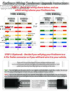 FireStorm Wiring Condenser Upgrade Instructions STEP 1 - Check the wiring charts below, and see which wiring scheme your FireStorm has. TYPE A Wiring FireStorm