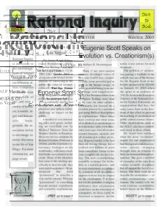 Creationism / Pseudoscience / Denialism / Creation myths / Theism / Creationevolution controversy / Intelligent design / Theistic evolution / Creation science / Young Earth creationism / Old Earth creationism / Eugenie Scott