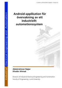 Industrial Electrical Engineering and Automation  CODEN:LUTEDX/(TEIE) Android-applikation för övervakning av ett
