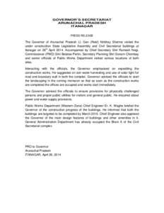 GOVERNOR’S SECRETARIAT ARUNACHAL PRADESH ITANAGAR PRESS RELEASE