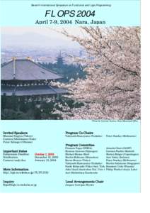 Seventh International Symposium on Functional and Logic Programming  FLOPS 2004 April 7-9, 2004 Nara, Japan