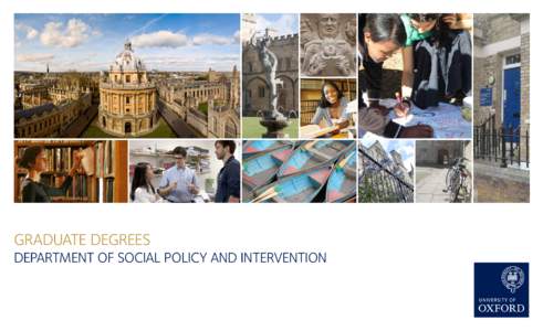 Graduate Degrees Department of Social Policy and Intervention Contents Welcome to the department