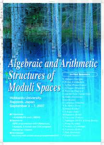 Algebraic and Arithmetic Structures of Moduli Spaces Invited Speakers  Hokkaido University,