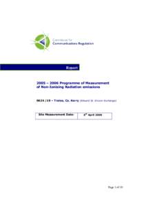 Report  2005 – 2006 Programme of Measurement of Non-Ionising Radiation emissions – Tralee, Co. Kerry (Edward St. Eircom Exchange)