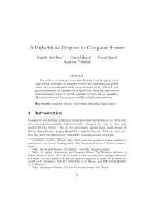 A High-School Program in Computer Science Judith Gal-Ezer∗ Catriel Beeri† Amiram Yehudai§