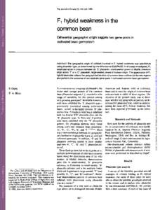 The Journal of Heredity 76: hybrid weakness in the common bean Differential geographic origin suggets two gene pools in cultivated bean germplasm