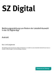 SZ Digital Bedienungsanleitung zum Ändern der Lokalteil-Auswahl in der SZ Digital-App Android