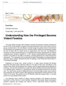 Scott Atran: Understanding How the Privileged Become Violent Fanatics