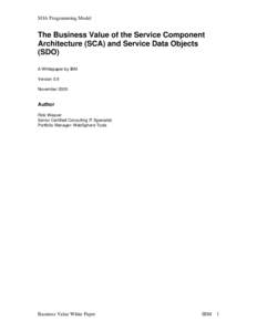 SOA Programming Model  The Business Value of the Service Component Architecture (SCA) and Service Data Objects (SDO) A Whitepaper by IBM