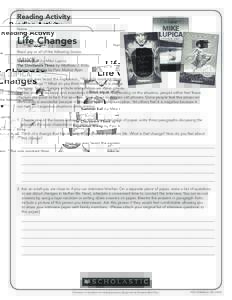 Reading Activity Name ___________________________________________________ Life Changes Read any or all of the following books. Summer Ball by Mike Lupica