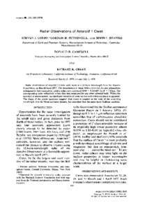 ICARuS  40, [removed]Radar Observations of Asteroid 1 Ceres STEVEN J. OSTRO,I GORDON H. PETTENGILL, AND IRWIN I. SHAPIRO