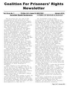 Coalition For Prisoners’ Rights Newsletter Vol. 43-zz, No. 1 PO Box 1911, Santa Fe NM 87504