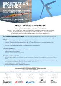 REGISTRATION & AGENDA Integrating Sustainable Renewable Energy and Energy Efficiency  Washington, DC, November 4-7, 2013