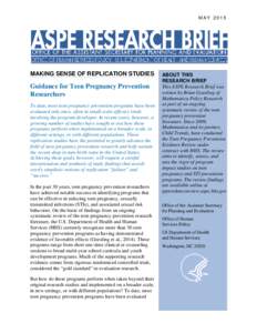 Guidance for Teen Pregnancy Prevention Researchers
