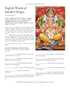 the AVOCABO VOCABULARY SERIES  English Words of Sanskrit Origin Avocabo Wordlist 78 ARYAN, AUBERGINE, AVATAR, BUDDHA, CRIMSON,
