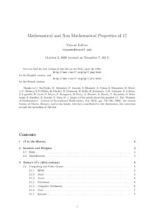 Mathematical and Non Mathematical Properties of 17 Vincent Lefèvre [removed] October 3, 2000 (revised on December 7, [removed]You can ﬁnd the last version of this ﬁle on the Web; open the URL: