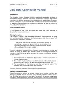 CIDB Data Contributor Manual  March 14, 15 CIDB Data Contributor Manual Introduction
