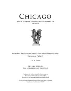 CHICAGO JOHN M. OLIN LAW & ECONOMICS WORKING PAPER NO2D SERIES) Economic Analysis of Contract Law after Three Decades: Success or Failure?
