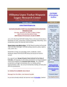 Olibama López Tushar Hispanic Legacy Research Center OLTHLRC E-Newsletter Archive