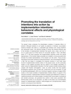 REVIEW published: 14 July 2015 doi: fnhumPromoting the translation of intentions into action by