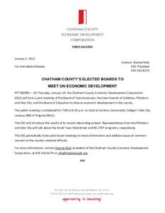 PRESS RELEASE  January 5, 2012 Contact: Dianne Reid EDC President[removed]