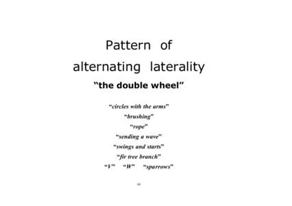 Pattern of alternating laterality “the double wheel” “circles with the arms” “brushing” “rope”