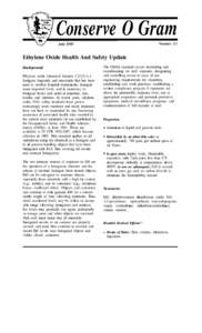 Number 2/2  July 1993 Ethylene Oxide Health And Safety Update Background
