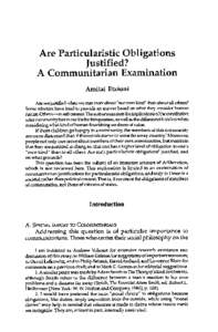 Amitai  Are Particularistic Obligations Justified? A Communitarian Examination Etzioni