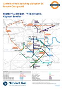 Alternative routes during disruption on London Overground Highbury & Islington - West Croydon / Clapham Junction y